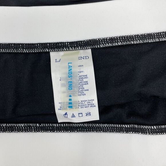 LANDS END Womens Mid-Waist Black White Colorblock Bikini Bottom Swim Suit NEW 12 - Picture 6 of 9